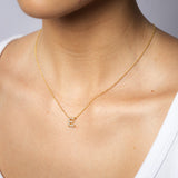 9ct Yellow Gold Silverfilled Cubic Zirconia Initial Letter "E" Pendant On Chain