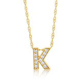 9ct Yellow Gold Silverfilled Initial Letter "K" Pendant On Chain