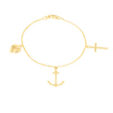 9ct Silverfilled Heart-Anchor-Cross Charm Fancy Bracelet