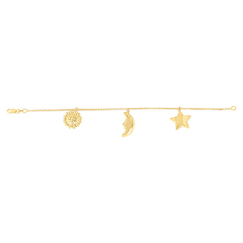 9ct Silverfilled Sun Moon Star Charm Fancy Bracelet