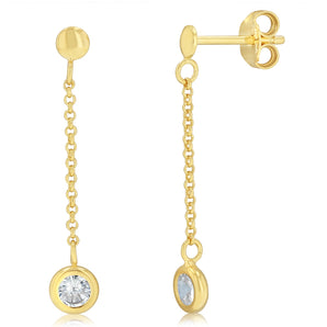 9ct Silverfilled CZ Round Drop Earrings