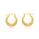 9ct Yellow Gold Silverfilled Textured Hoop Earrings
