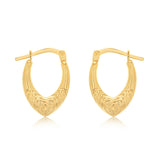 9ct Yellow Gold Silverfilled Fancy Heart Hoop Earrings