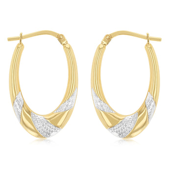 9ct Two Tone Silverfilled Creole Hoop Earrings