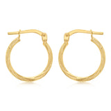 9ct Yellow Gold Silverfilled Textured Hoop Earrings