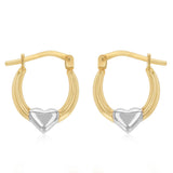 9ct Two Tone Silverfilled Fancy Heart Hoop Earrings