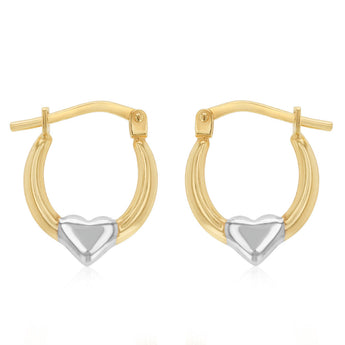 9ct Two Tone Silverfilled Fancy Heart Hoop Earrings