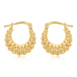 9ct Yellow Gold Silverfilled Textured Hoop Earrings