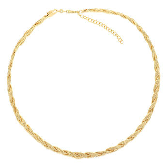9ct Two Tone Gold Silver Filled Herringbone Chain Necklace