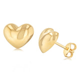9ct Yellow Gold Silverfilled Polished Heart Stud Earrings