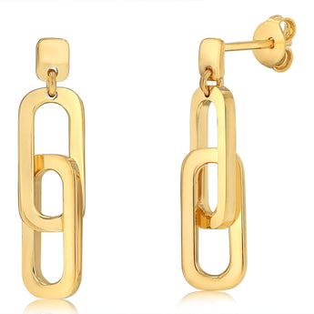 9ct Yellow Gold Silverfilled Double Link Drop Earrings