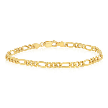 9ct Yellow Gold Silverfilled Figaro 1:3 100 Gauge 19cm Bracelet