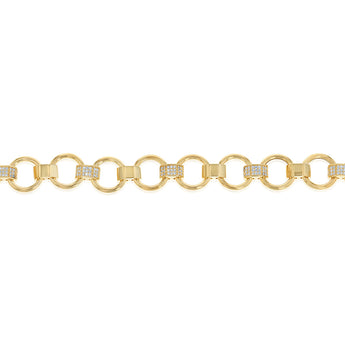 14ct Yellow Gold Silver Filled Cubic Zirconia Belcher 19cm Bracelet