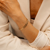 14ct Yellow Gold Silver Filled Fancy Long Link 19cm Bracelet