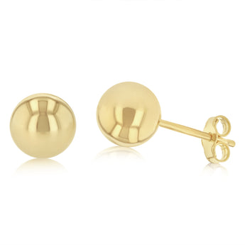 9ct Yellow Gold Silver Filled Ball 7mm Stud Earrings