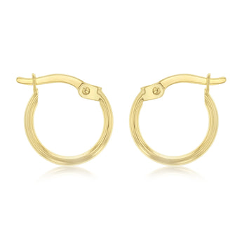 9ct Yellow Gold Silver Filled Plain 10mm Hoop Earrings