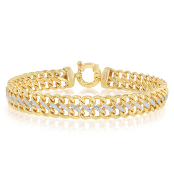 9ct Yellow Gold Silverfilled Dicut Mesh 19cm Bracelet