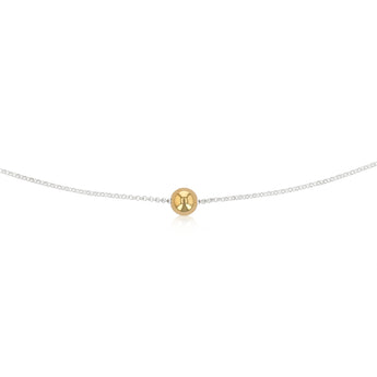 9ct Yellow Gold Ball with Sterling Silver 45cm Chain Necklace