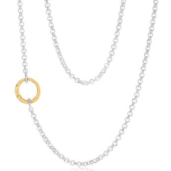 9ct Yellow Gold and Sterling Silver Fancy Rolo 45cm Chain