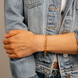 9ct Yellow Gold Silverfilled Wide Curb 19cm Bracelet