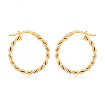 9ct Yellow Gold Silverfilled Twist 15mm Hoop Earrings