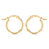 9ct Yellow Gold Silverfilled Plain 10mm Hoop Earrings