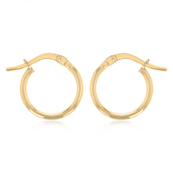 9ct Yellow Gold Silverfilled Plain 10mm Hoop Earrings