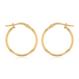 9ct Yellow Gold Silverfilled Plain 15mm Hoop Earrings