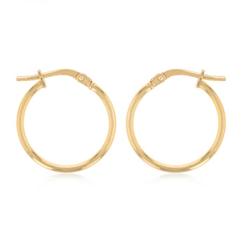 9ct Yellow Gold Silverfilled Plain 15mm Hoop Earrings