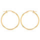 9ct Yellow Gold Silverfilled Plain 20mm Hoop Earrings