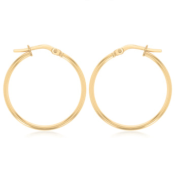 9ct Yellow Gold Silverfilled Plain 20mm Hoop Earrings