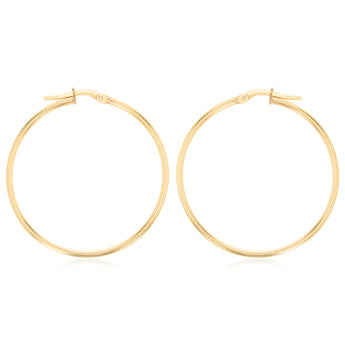 9ct Yellow Gold Silverfilled Plain 30mm Hoop Earrings