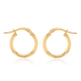 9ct Yellow Gold Silverfilled Polished 10mm Hoop Earrings