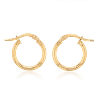 9ct Yellow Gold Silverfilled Polished 10mm Hoop Earrings
