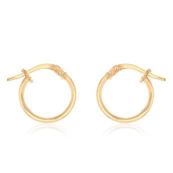 9ct Yellow Gold Silverfilled Flat 10mm Hoop Earrings