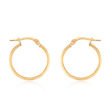 9ct Yellow Gold Silverfilled Flat 15mm Hoop Earrings