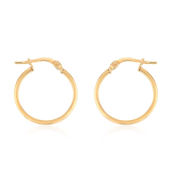 9ct Yellow Gold Silverfilled Flat 15mm Hoop Earrings