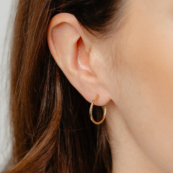 9ct Yellow Gold Silverfilled Flat 15mm Hoop Earrings