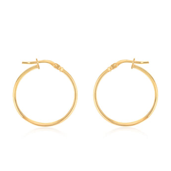 9ct Yellow Gold Silverfilled Flat 20mm Hoop Earrings