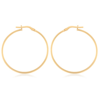 9ct Yellow Gold Silverfilled Flat 30mm Hoop Earrings
