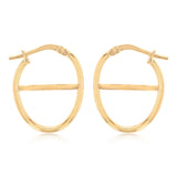 9ct Yellow Gold Silverfilled Fancy Oval Hoop Earrings
