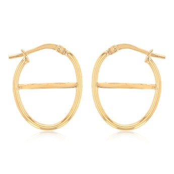 9ct Yellow Gold Silverfilled Fancy Oval Hoop Earrings