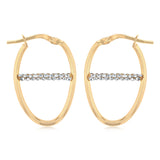 9ct Yellow Gold Silverfilled Fancy Cubic Zirconia Oval Hoop Earrings