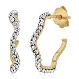 9ct Yellow Gold Silverfilled Cubic Zirconia Wave Hoop Earrings
