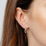 9ct Yellow Gold Silverfilled Cubic Zirconia Wave Hoop Earrings