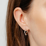 9ct Yellow Gold Silverfilled Cubic Zirconia Wave Hoop Earrings
