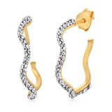 9ct White Gold Silverfilled Cubic Zirconia Wave Hoop Earrings