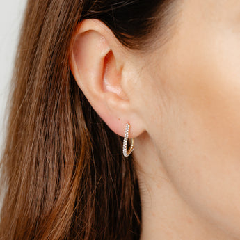 9ct Yellow Gold Cubic Zirconia Heart Hoop Earrings