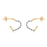 9ct Two Tone Gold Silverfilled Twist Heart Hoop Earrings