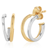 9ct Two Tone Gold Silverfilled Double 3/4th Hoop Earrings